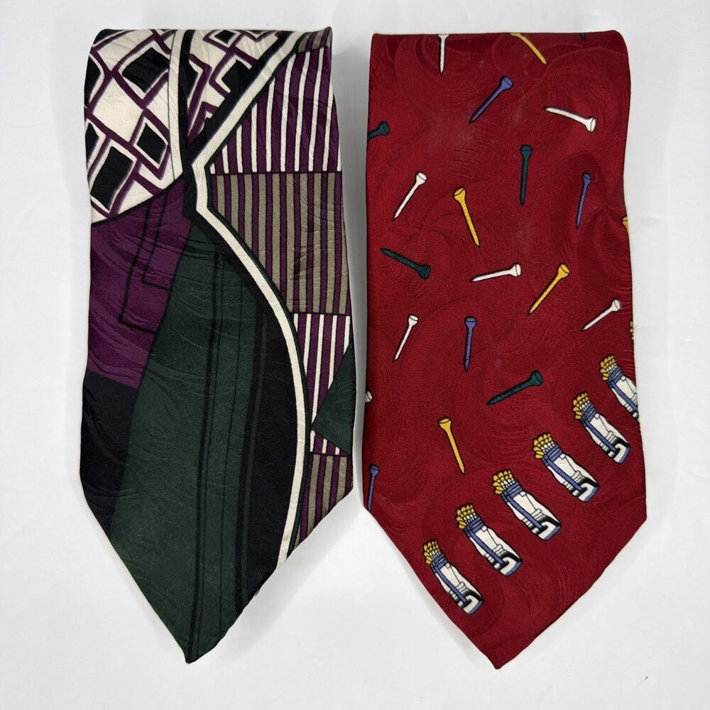 Arnold Palmer Barry Wells Silk Tie Necktie Red Green Vintage Golf Gift Made USA